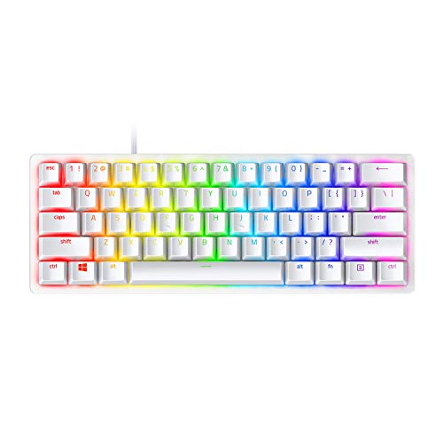 Razer Huntsman Mini 60% Gaming Keyboard: Fast Keyboard Switches - Clicky Optical Switches - Chroma RGB Lighting - PBT Keycaps - Onboard Memory - Mercury White - Game-Savvy
