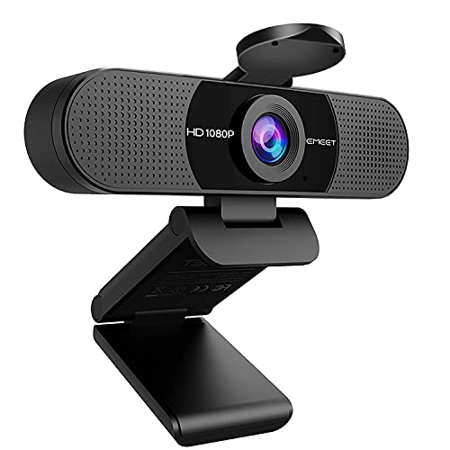 EMEET 1080P Webcam with Microphone, C960 Web Camera, 2 Mics Streaming Webcam with Privacy Cover, 90°View Computer Camera, Plug&Play USB Webcam for Calls/Conference, Zoom/Skype/YouTube, Laptop/Desktop - Game-Savvy