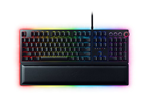 Razer Huntsman Elite Gaming Keyboard: Fast Keyboard Switches - Clicky Optical Switches - Chroma RGB Lighting - Magnetic Plush Wrist Rest - Dedicated Media Keys & Dial - Classic Black - Game-Savvy