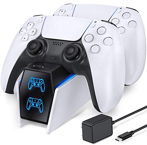 PS5 Controller Charger Station, PS5 Charging Station with Fast Charging AC Adapter 5V/3A, Dual Controller Charging Stand for Playstation 5, Docking Station Replacement for DualSense Charging Station - Game-Savvy