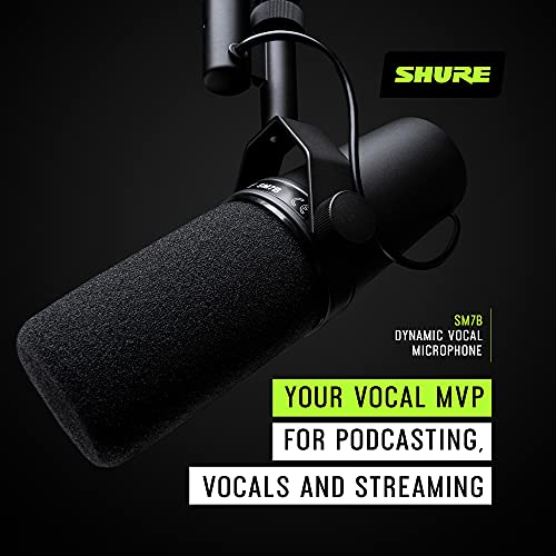 Shure SM7B WMT mic Vocal Dynamic Microphone for Broadcast, Podcast & Recording, XLR Studio Mic for Music & Speech, Wide-Range Frequency, Warm & Smooth Sound, Rugged Construction, Detachable Windscreen - Black - gaming microphone pc - Game-Savvy