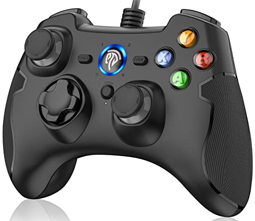 EasySMX Wired Gaming Controller,PC Game Controller Joystick with Dual-Vibration Turbo and Trigger Buttons for Windows PC/ PS3/ Android TV Box/Tesla(Black) - Game-Savvy