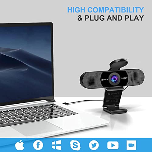 EMEET 1080P Webcam with Microphone, C960 Web Camera, 2 Mics Streaming Webcam with Privacy Cover, 90°View Computer Camera, Plug&Play USB Webcam for Calls/Conference, Zoom/Skype/YouTube, Laptop/Desktop - Game-Savvy