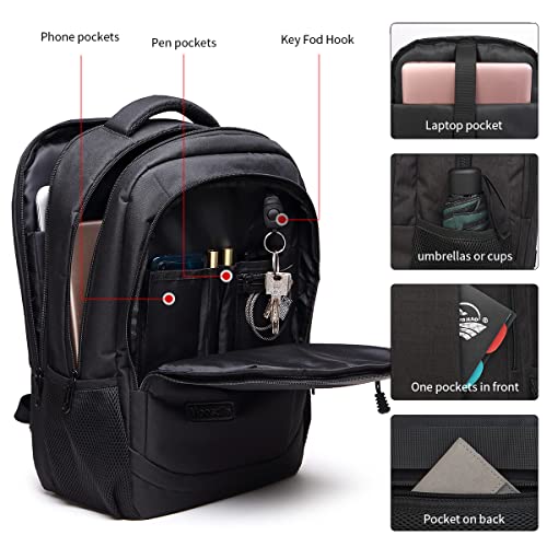 Monsdle Travel Laptop Backpack Anti Theft Water Resistant Backpacks School Computer Bookbag with USB Charging Port for Men Women College Students Fits 15.6 Inch Laptop (Black) - Game-Savvy