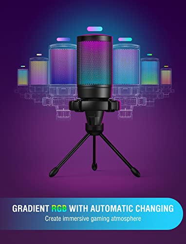 FIFINE Gaming USB Microphone for PC PS5, Condenser Mic with Quick Mute, RGB Indicator, Tripod Stand, Pop Filter, Shock Mount, Gain Control for Streaming Discord Twitch Podcasts Videos- AmpliGame - Game-Savvy
