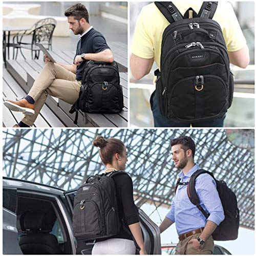 EVERKI Atlas Business Laptop Backpack, 13-Inch to 17.3-Inch Adjustable Compartment, Men or Women, Travel Friendly (EKP121), Black - Game-Savvy