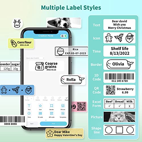 Phomemo D30 Label Maker Machine with Tape, Portable Bluetooth Label Printer, Small Smart Phone Handheld Sticker Mini Labeler Multiple Templates Font Icon Easy to Use Inkless Rechargeable F Office Home - Game-Savvy
