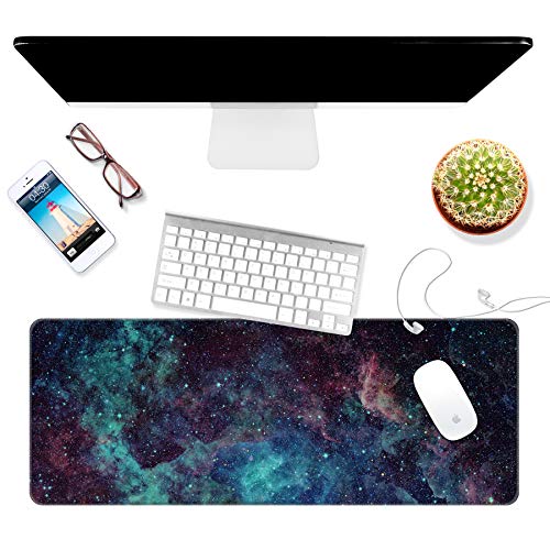 Dynippy Thin Extended Gaming Mouse Pad （31.5*11.8*0.08 inch） with Stitched Edges Large Mousepad Long XXL Keyboard and Mouse pad Desk Mat for Gaming Office & Home - Galaxy Space (Galaxy Space) - Game-Savvy