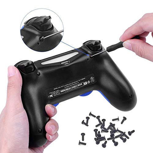 Yosikr Thumbsticks Joystick for Playstation 4 PS4 Controller with Cross Screwdriver + L2 R2 L1 R1 Trigger Replacement Parts + ABXY Bullet Buttons + D-pad + Small Spring (Balck) - Game-Savvy