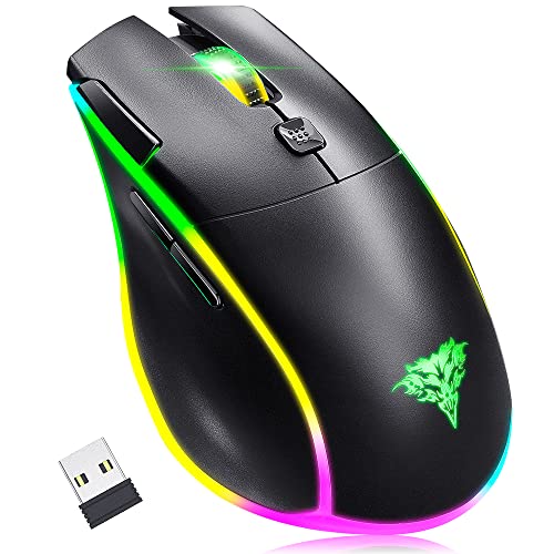BENGOO KM-2 Wireless Gaming Mouse, Computer Mouse USB Wireless Mouse with 7 Programmed Buttons 3 Adjustable DPI RGB Backlits Rapid Fire Button, Ergonomic Optical Gamer Mice for Windows PC Mac - Game-Savvy