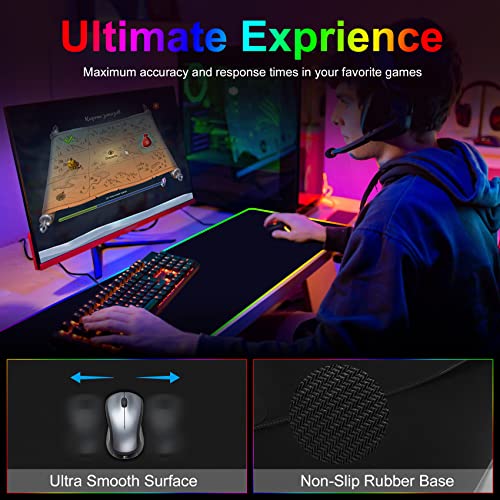 Wireless Charging RGB Gaming Mouse Pad 10W, 31.5"x15.7" Large Extended Mouse Pad, RGB Mouse Pad, Desk Pad, Non-Slip Rubber Base, Computer Keyboard Mouse Pad Desk Mat for Office, Home, Gaming, Work - Game-Savvy