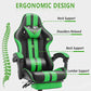 Ferghana E-Sports Chair,Gaming Chair,Racing Office Computer Game Chair,Ergonomic Gaming Chair,Racing Style with Adjustable Recliner and Retractable Footrest and Headrest/Lumbar Pillow(Green) - Game-Savvy