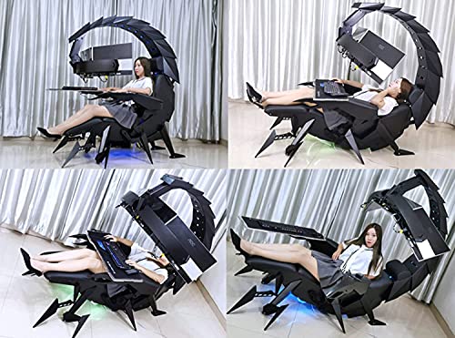NEOCHY Comfortable Luxury Gaming Chair Ergonomic Computer Cockpit Chair with Led Lights Comfortable Racing Simulator Cockpit Game Chair with Hanging 3 Screens Red (Color : Black) - Game-Savvy