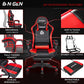 N-GEN Gaming Chair with Footrest Levelled Seat Style PU Leather Adjustable Ergonomic Lumbar Support High Back Office Swivel Computer Desk Headrest Design E-Sports PC Gamer Height Reclining (3. Red) - Game-Savvy