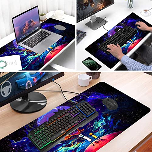 Large Gaming Mouse Pad Anime Night Sky Space Stars Custom Desk Pad,Mousepad with Non-Slip Rubber Base and Stitched Edges Mouse Mat,Portable Desk Mat for Office,Computer Work,Game,31.5X15.7 - Game-Savvy
