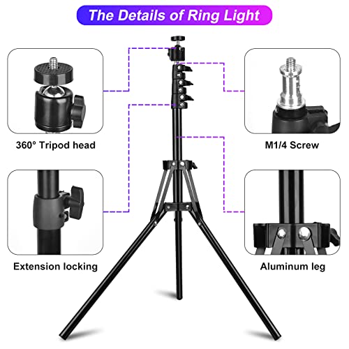 STALLY 12.3" RGB Ring Light with 63" Stand and 2 Phone Holder, Remote Shutter, Tablet iPad Holder, Desk Tripod, Ring Light with 3 CCT Mode & 26 Color Modes for Live Stream/Makeup/YouTube/TikTok - Game-Savvy