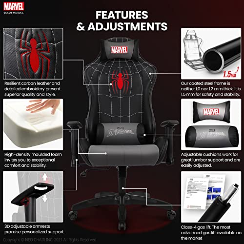 spiderman Gaming Chair  - Adults Gamer Ergonomic Game Reclining High Back Support Racer Leather (Spider-Man) - Game-Savvy