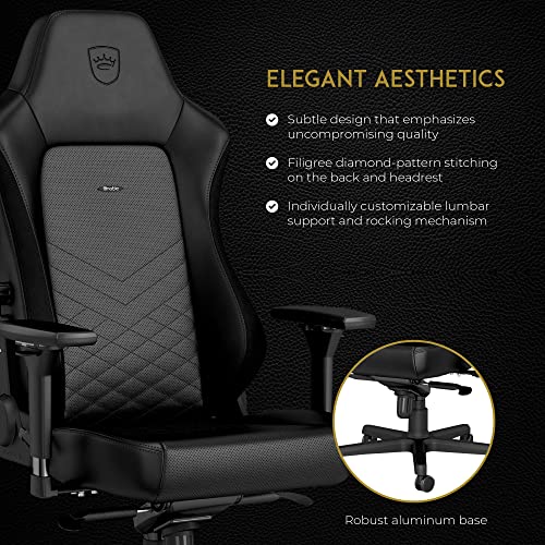 noblechairs Hero Gaming Chair/Office Chair with Lumbar Support, PU Faux Leather, Black - Game-Savvy