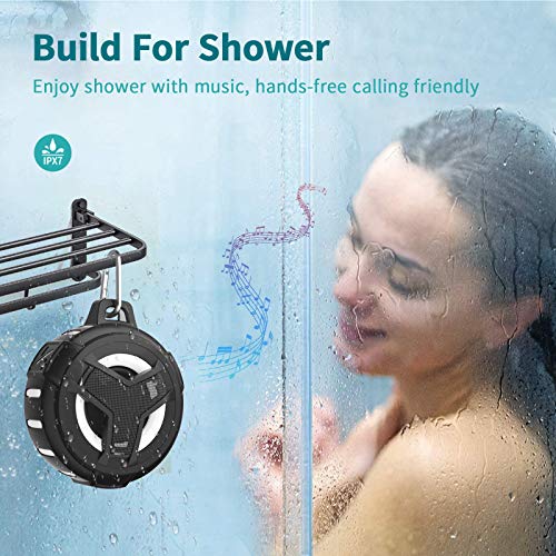 EBODA Bluetooth Shower Speaker, Portable Bluetooth Speakers, IP67 Waterproof Wireless Speaker with LED Light, Floating, 2000mAh, True Wireless Stereo for Kayak, Beach, Gifts for unisex -Black - Game-Savvy