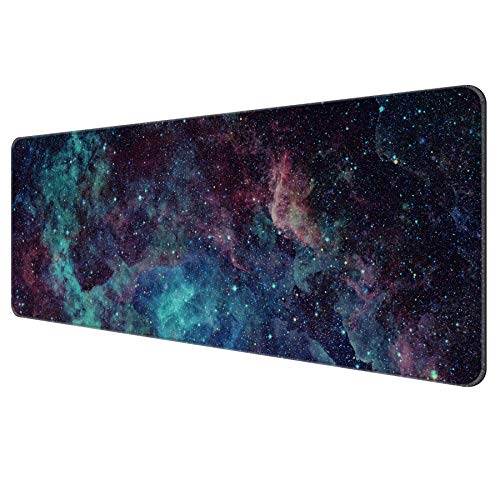 Dynippy Thin Extended Gaming Mouse Pad （31.5*11.8*0.08 inch） with Stitched Edges Large Mousepad Long XXL Keyboard and Mouse pad Desk Mat for Gaming Office & Home - Galaxy Space (Galaxy Space) - Game-Savvy