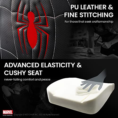 spiderman Gaming Chair  - Adults Gamer Ergonomic Game Reclining High Back Support Racer Leather (Spider-Man) - Game-Savvy