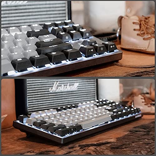 QHH Mechanical Keyboard Gaming 87 Keys Wired USB Keyboards Two-Color Closed Cross Keycap, Adjustable Character Backlight - Game-Savvy