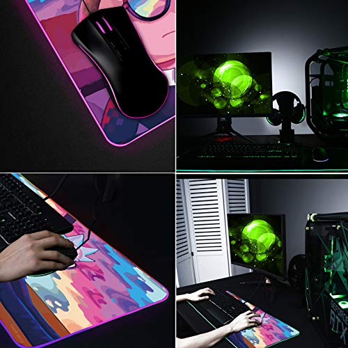 Envysun RGB Mouse Pad LED Light Gaming Mouse Pad with Rubber Base Colorful Computer Carpet Desk Mat for PC Laptop (31.5 11.8 inch) (80x30 rgmomo) - Game-Savvy