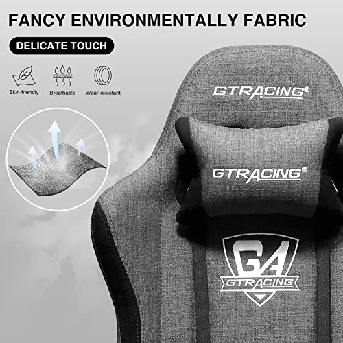 GTRACING Gaming Chair, Fabric Computer Chair, High Back Ergonomic Reclining Swivel Chair with Premium Breathable Cloth Cushion and Headrest&Lumbar Support (Dark) - Game-Savvy