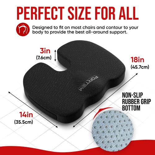 FORTEM Chair Cushion, Seat Cushion for Office Chair, Lumbar Support Pillow for Chair, Car Seat Cushion, Back Support Memory Foam Pillow Washable Cover (Black, Mesh) - Game-Savvy