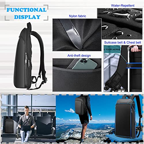 ZINZ Slim and Expandable 15 15.6 16 Inch Laptop Backpack Anti Theft Business Travel Notebook Bag with USB, Multipurpose Large Capacity Daypack College School Bookbag for Men & Women,Deep Black - Game-Savvy
