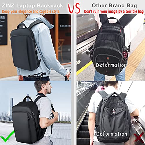 ZINZ Slim and Expandable 15 15.6 16 Inch Laptop Backpack Anti Theft Business Travel Notebook Bag with USB, Multipurpose Large Capacity Daypack College School Bookbag for Men & Women,Deep Black - Game-Savvy