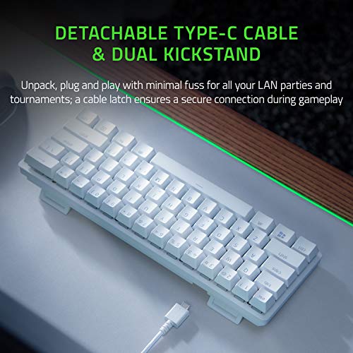 Razer Huntsman Mini 60% Gaming Keyboard: Fast Keyboard Switches - Clicky Optical Switches - Chroma RGB Lighting - PBT Keycaps - Onboard Memory - Mercury White - Game-Savvy