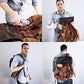WUDON Leather Backpack for Men, Waxed Canvas Shoulder Rucksack for Travel School - Game-Savvy