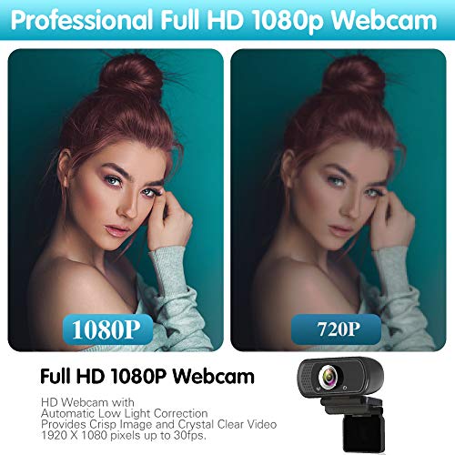 1080P Webcam,Live Streaming Web Camera with Stereo Microphone, Desktop or Laptop USB Webcam with 110 Degree View Angle, HD N5 Webcam for Video Calling, Recording, Conferencing, Streaming, Gaming - Game-Savvy