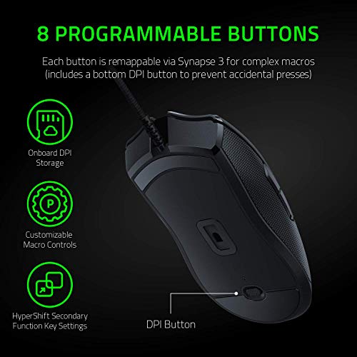 Razer Viper Ultralight Ambidextrous Wired Gaming Mouse: Fastest Mouse Switch in Gaming - 16,000 DPI Optical Sensor - Chroma RGB Lighting - 8 Programmable Buttons - Drag-Free Cord - Game-Savvy