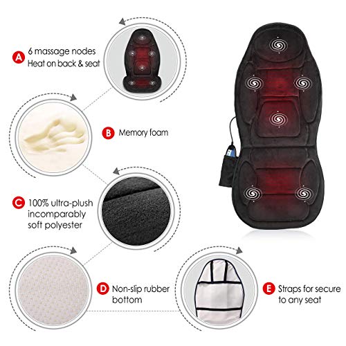 Snailax Back Massage Seat Cushion, Memory Foam Chair Massage Pad, 5 Massage Modes & 2 Heat Settings, Seat Massager for Office Chair,Home Use - Game-Savvy