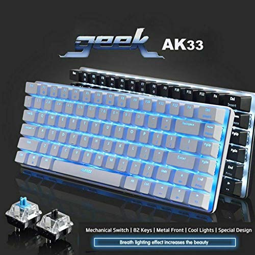 keyboard Ajazz AK33 Geek RGB Mechanical Keyboard, 82 Keys Layout, Blue and Black Switches, Blue LED Backlit,100% Realy Mechanical for Directly at Professional Gamers (Blue Switch) - Game-Savvy