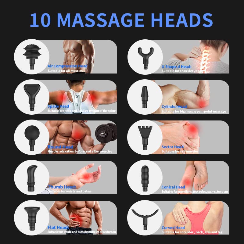 APHERMA Massage Gun, Muscle Massage Gun for Athletes Handheld Deep Tissue Massager Tool 30 Speed Levels 10 Heads - Game-Savvy