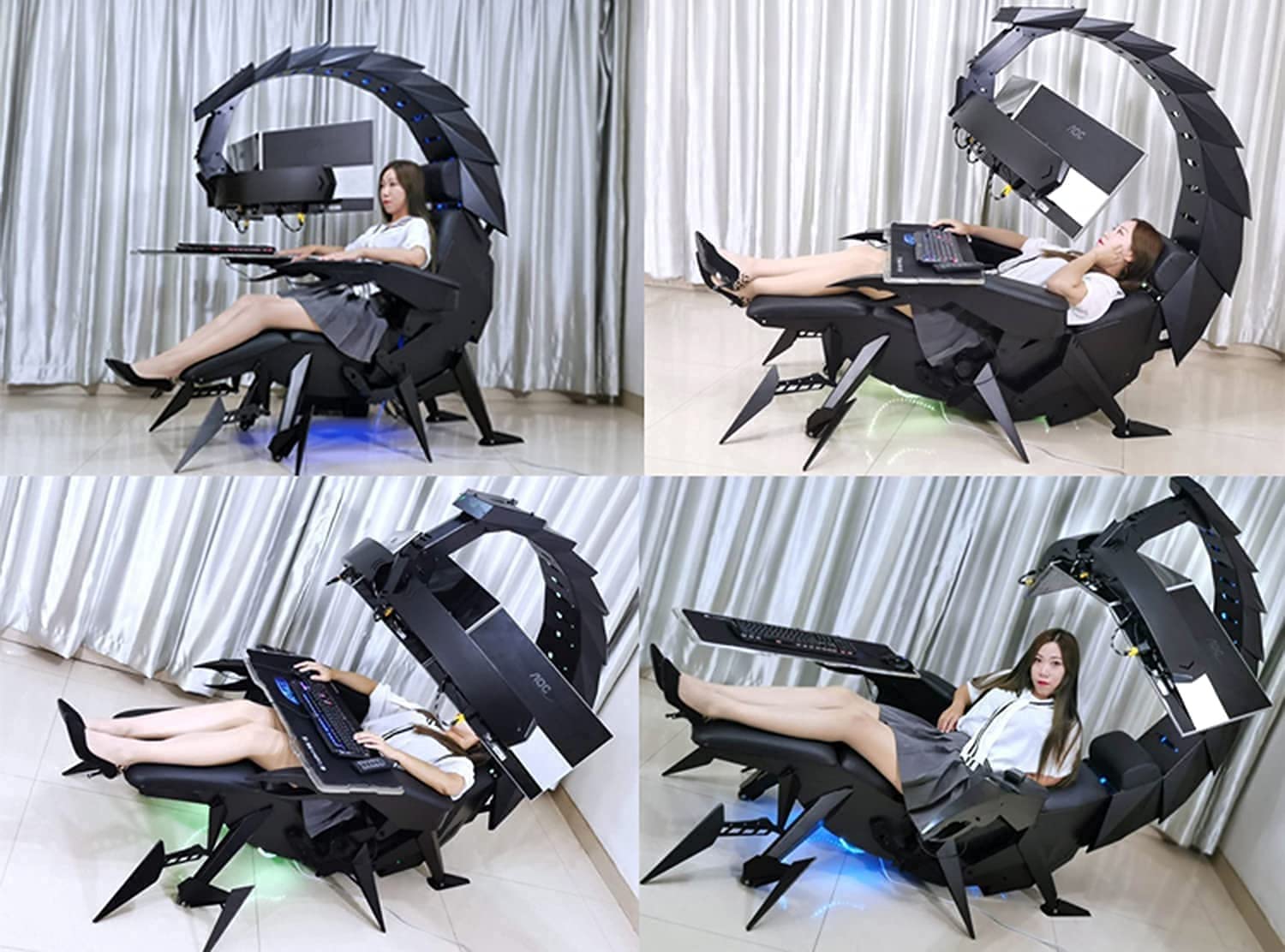Gaming Chair Comfortable Luxury Gaming Chair Ergonomic Computer Cockpit Chair Comfortable Racing Simulator Game Chair with Hanging 3 Screens C - Game-Savvy